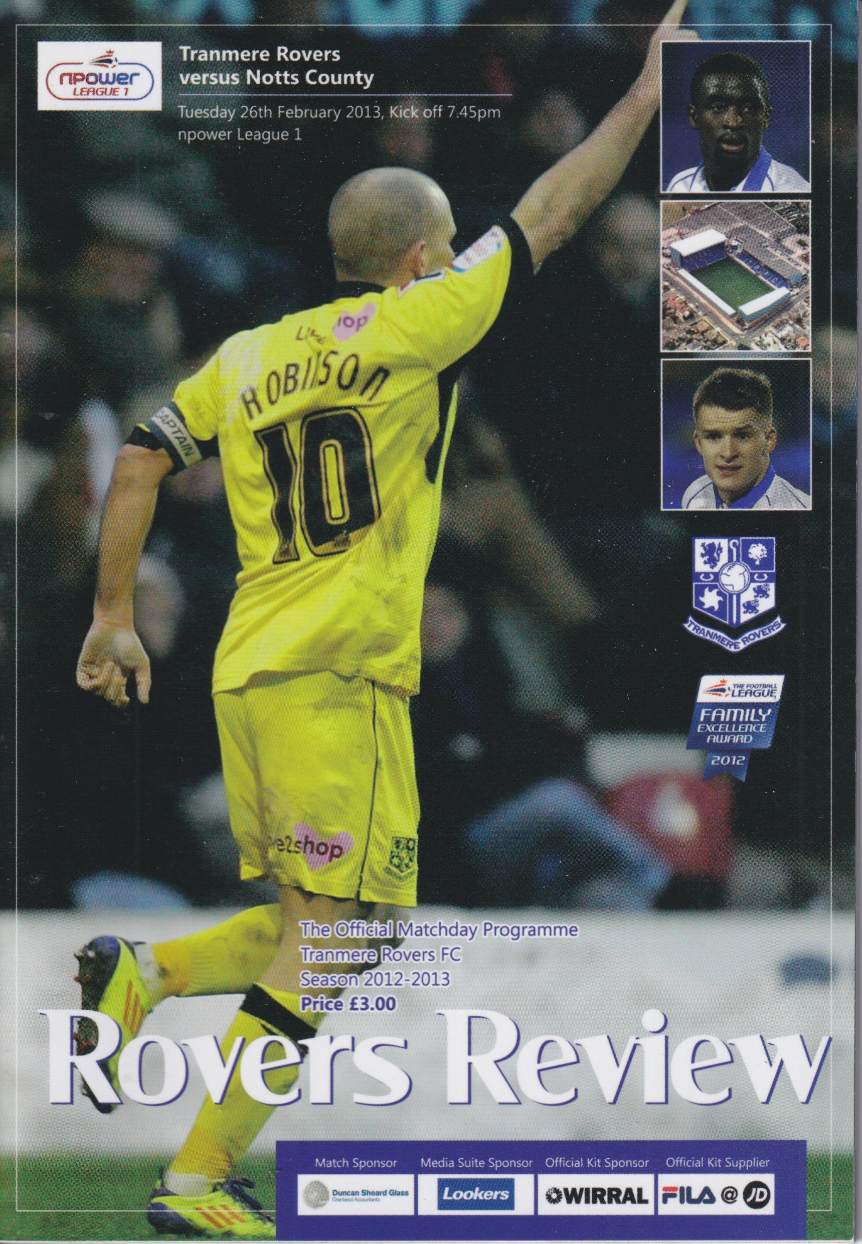 Tranmere Rovers v Notts County match programme